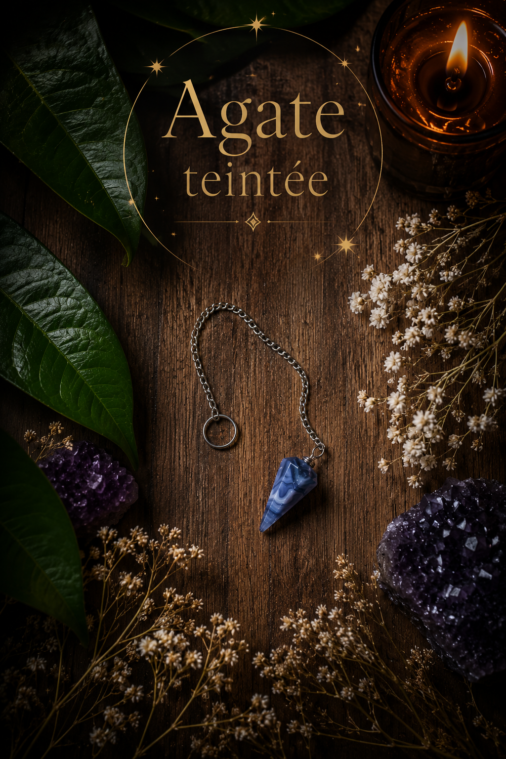 Pendule • Agate teintée bleue