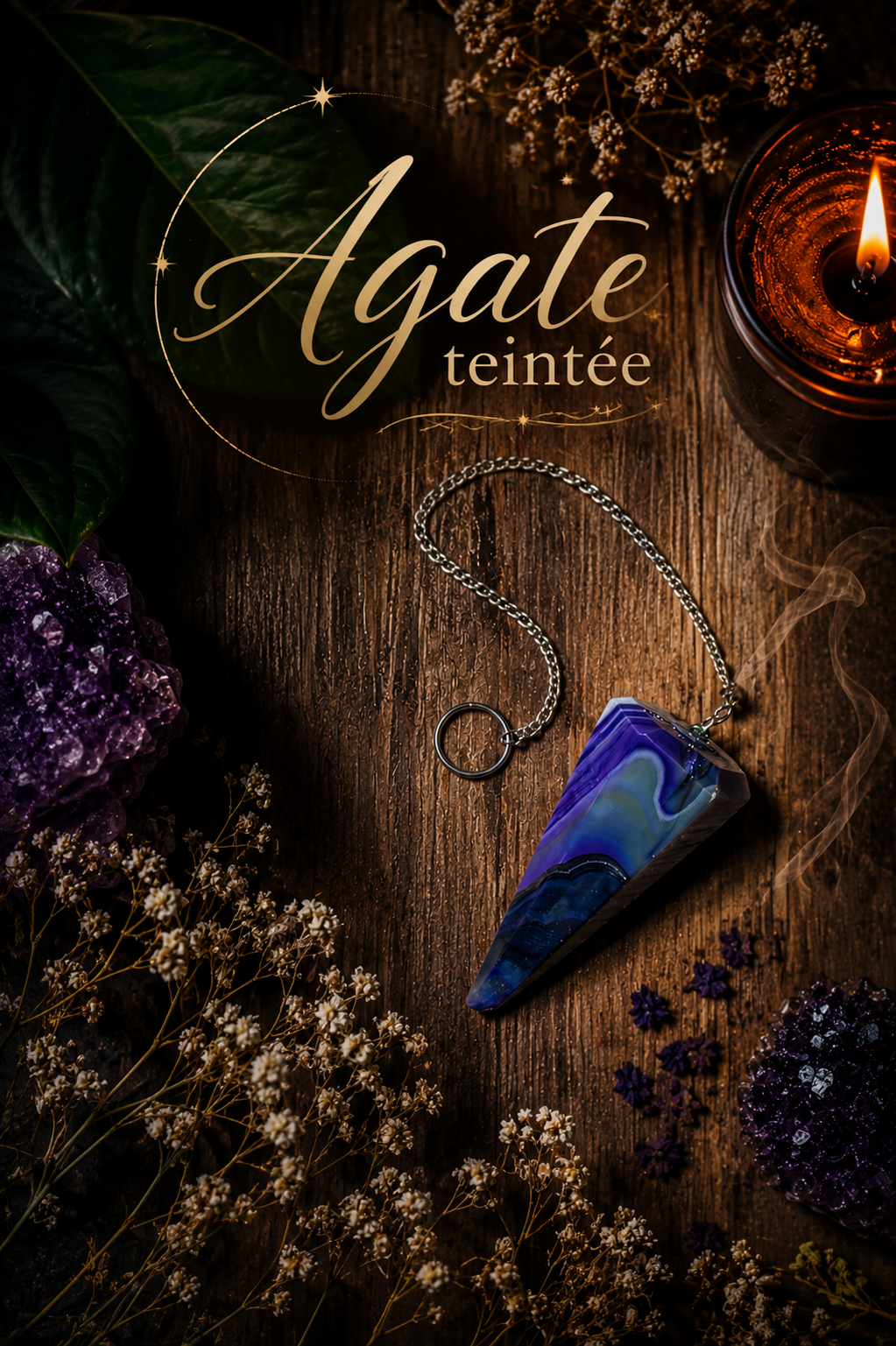 Pendule • Agate teintée violette